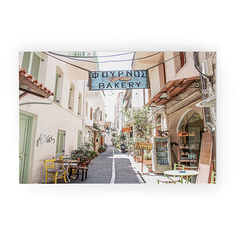 Henrike Schenk - Travel Photography Street In Greece Photo Pastel Village Houses Summer Welcome Mat