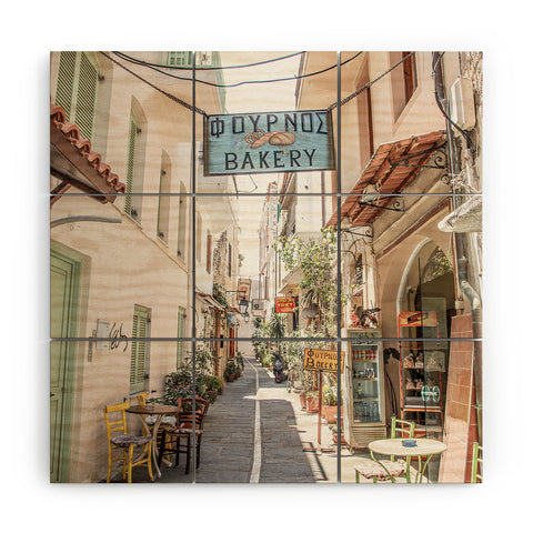 Henrike Schenk - Travel Photography Street In Greece Photo Pastel Village Houses Summer Wood Wall Mural