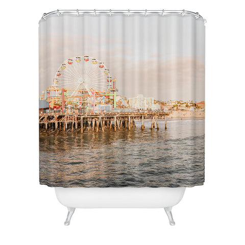 Henrike Schenk - Travel Photography Sunset At Santa Monica Pier Shower Curtain