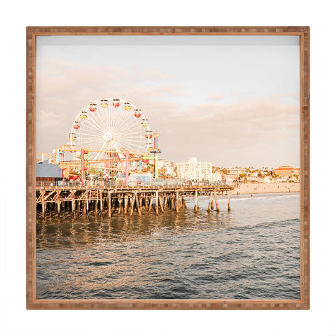 Henrike Schenk - Travel Photography Sunset At Santa Monica Pier Square Tray