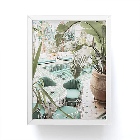 Henrike Schenk - Travel Photography Tropical Plant Leaves In Marrakech Photo Green Pool Interior Design Framed Mini Art Print