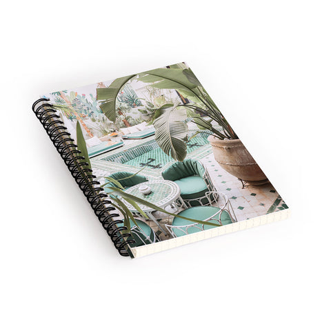Henrike Schenk - Travel Photography Tropical Plant Leaves In Marrakech Photo Green Pool Interior Design Spiral Notebook
