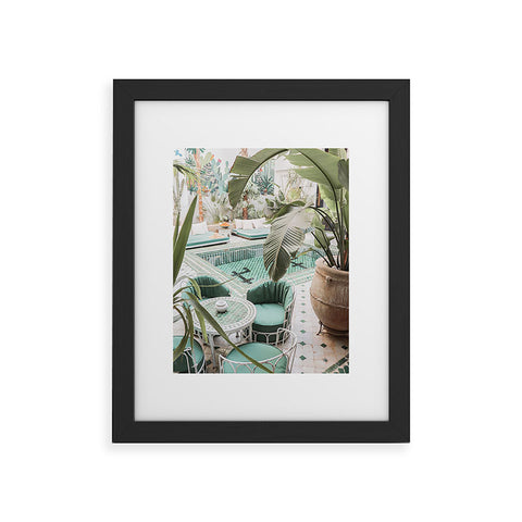 Henrike Schenk - Travel Photography Tropical Plant Leaves In Marrakech Photo Green Pool Interior Design Framed Art Print