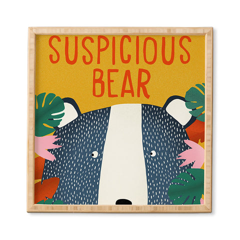 heycoco Suspicious bear Framed Wall Art