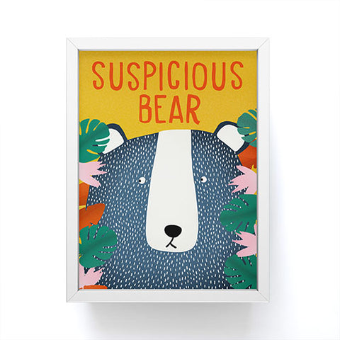 heycoco Suspicious bear Framed Mini Art Print
