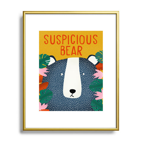 heycoco Suspicious bear Metal Framed Art Print