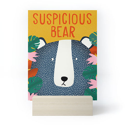 heycoco Suspicious bear Mini Art Print