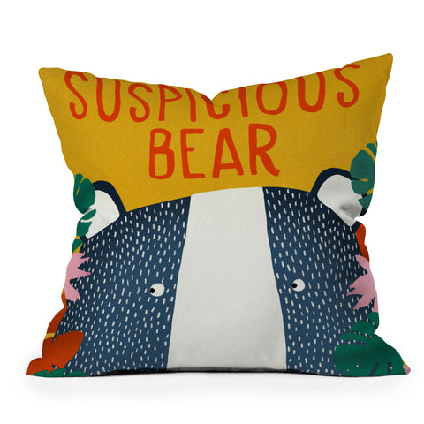 heycoco Suspicious bear Throw Pillow