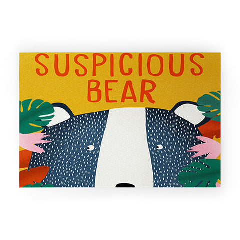 heycoco Suspicious bear Welcome Mat