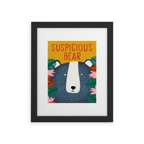 heycoco Suspicious bear Framed Art Print