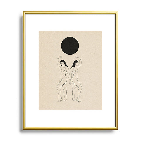 High Tied Creative Hold Up the Moon Metal Framed Art Print