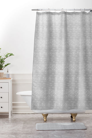Holli Zollinger ABA MUDCLOTH GRIS Shower Curtain And Mat