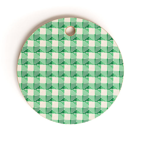 Holli Zollinger ANTHOLOGY OF PATTERN SEVILLE GINGHAM GREEN Cutting Board Round