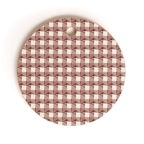 Holli Zollinger ANTHOLOGY OF PATTERN SEVILLE GINGHAM MAROON Cutting Board Round