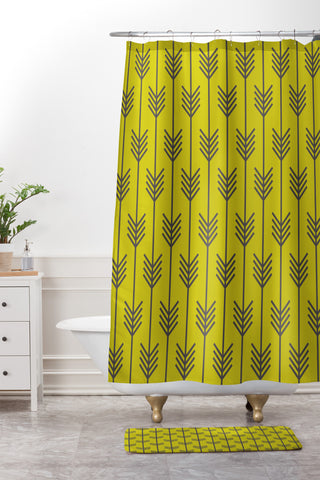 Holli Zollinger Arrow Chartreuse Shower Curtain And Mat