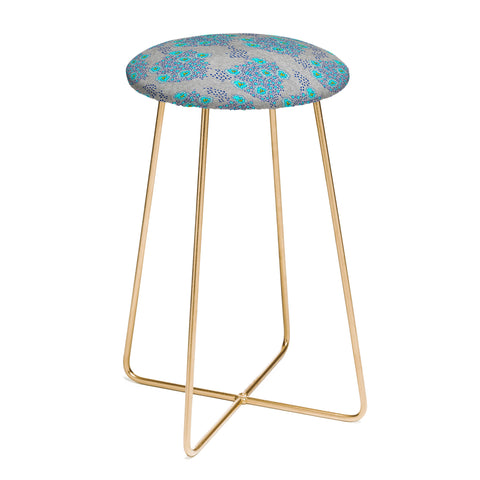 Holli Zollinger Boho Turquoise Floral Counter Stool