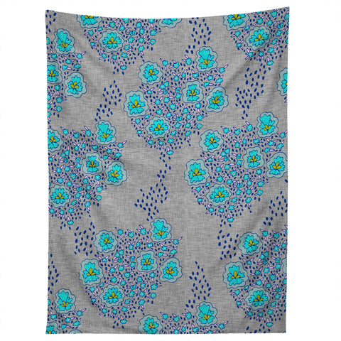 Holli Zollinger Boho Turquoise Floral Tapestry