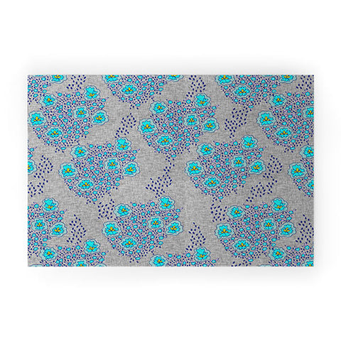 Holli Zollinger Boho Turquoise Floral Welcome Mat