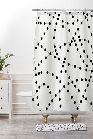 Holli Zollinger Dotted Black Line Shower Curtain And Mat