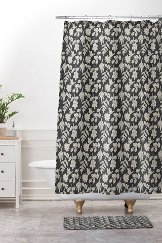 Holli Zollinger ESLE CHARCOAL LINEN Shower Curtain And Mat