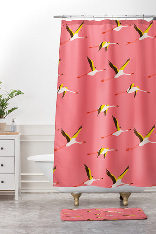 Holli Zollinger Flamingo Crush Shower Curtain And Mat