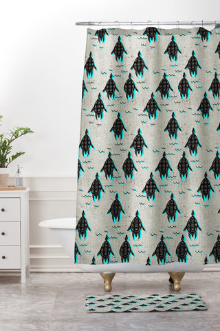 Holli Zollinger folka turtle Shower Curtain And Mat