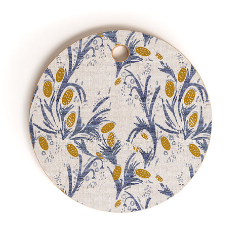 Holli Zollinger FRENCH LINEN THISTLE Cutting Board Round