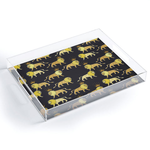 Holli Zollinger LEO LION BLACK AND GOLD Acrylic Tray