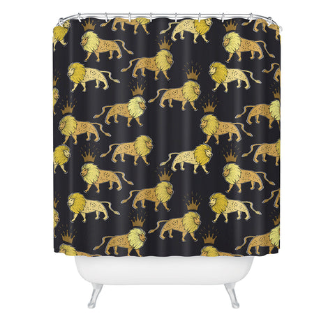 Holli Zollinger LEO LION BLACK AND GOLD Shower Curtain