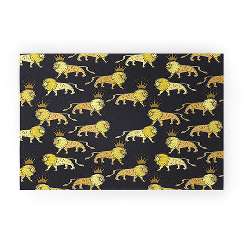 Holli Zollinger LEO LION BLACK AND GOLD Welcome Mat