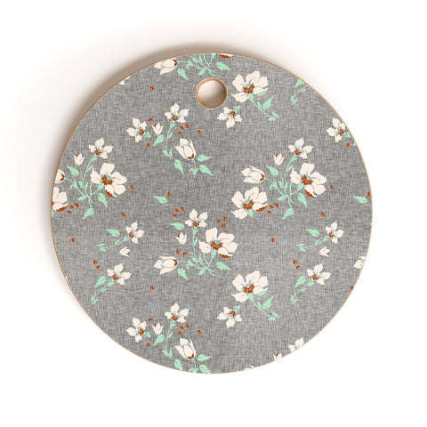 Holli Zollinger LINEN FLORAL MINT Cutting Board Round