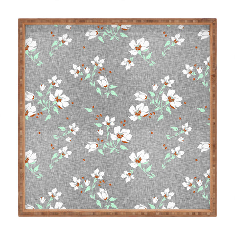 Holli Zollinger LINEN FLORAL MINT Square Tray