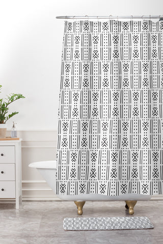 Holli Zollinger MUDCLOTH WHITE Shower Curtain And Mat