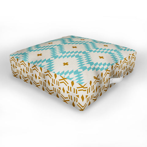 Holli Zollinger Native Natural Plus Turquoise Outdoor Floor Cushion