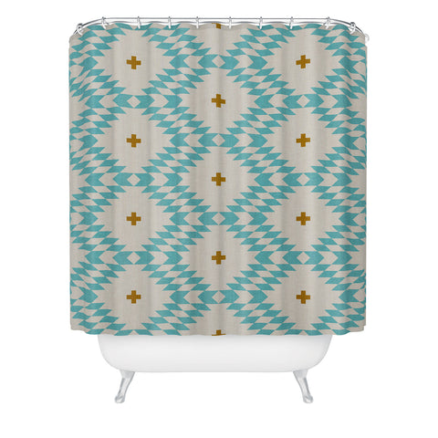 Holli Zollinger Native Natural Plus Turquoise Shower Curtain