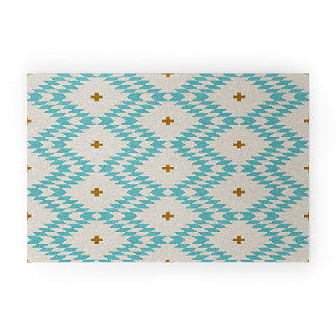 Holli Zollinger Native Natural Plus Turquoise Welcome Mat