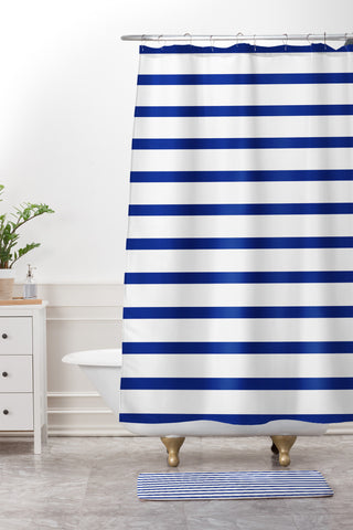 Holli Zollinger Nautical Stripe Shower Curtain And Mat