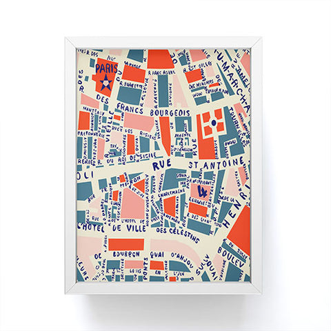 Holli Zollinger Paris Map Blue Framed Mini Art Print