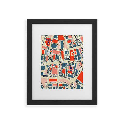 Holli Zollinger Paris Map Blue Framed Art Print