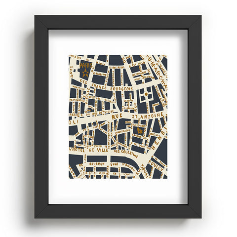 Holli Zollinger PARIS MAP GREY GOLD Recessed Framing Rectangle