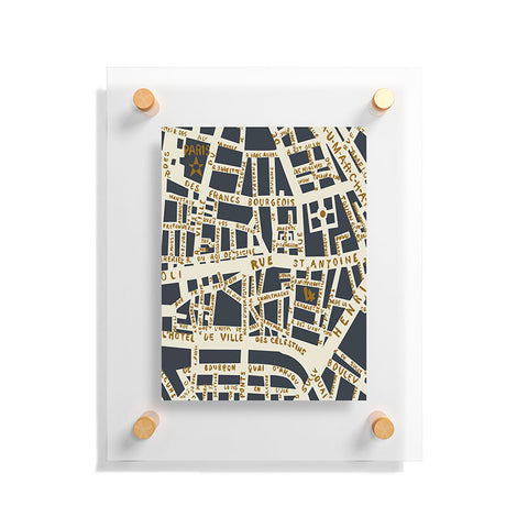Holli Zollinger PARIS MAP GREY GOLD Floating Acrylic Print