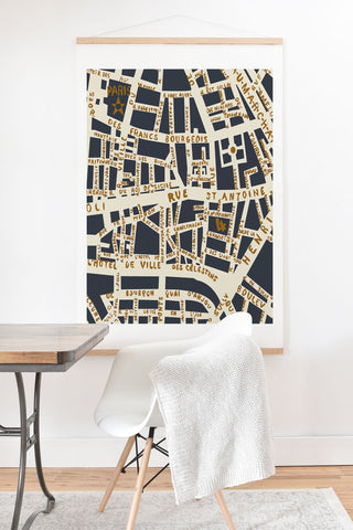 Holli Zollinger PARIS MAP GREY GOLD Art Print And Hanger