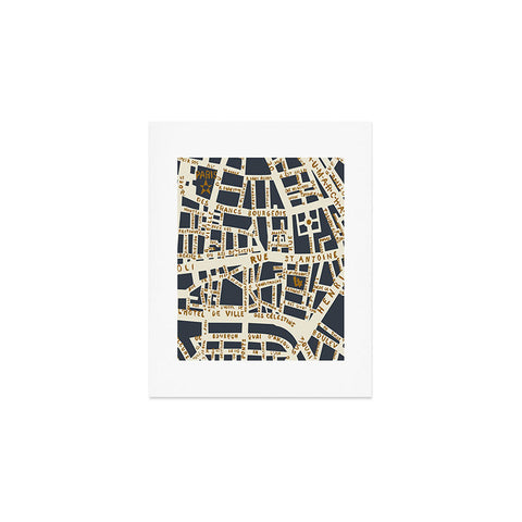 Holli Zollinger PARIS MAP GREY GOLD Art Print