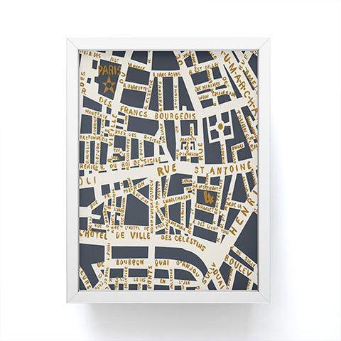 Holli Zollinger PARIS MAP GREY GOLD Framed Mini Art Print