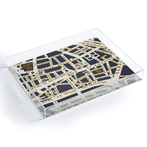 Holli Zollinger PARIS MAP GREY GOLD Acrylic Tray