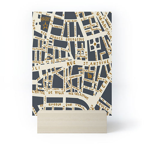 Holli Zollinger PARIS MAP GREY GOLD Mini Art Print
