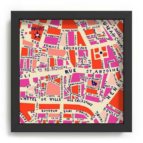 Holli Zollinger Paris Map Pink Recessed Framing Square