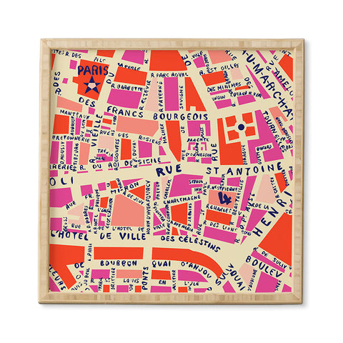 Holli Zollinger Paris Map Pink Framed Wall Art