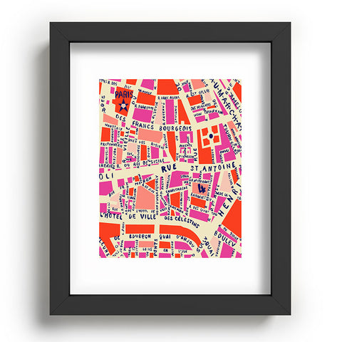 Holli Zollinger Paris Map Pink Recessed Framing Rectangle
