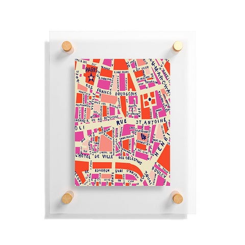 Holli Zollinger Paris Map Pink Floating Acrylic Print